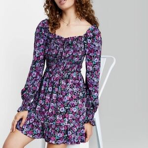 Wild Fable Floral Long Sleeve Dress in Purple